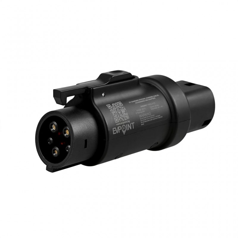 adapter-za-zarejdane-na-elektromobili-s-kontakt-tip-1-kum-stancii-tip-2-1.jpg Адаптер за зареждане Тип 2 към Тип 1 | 32 A | 7,4 kW | Черен